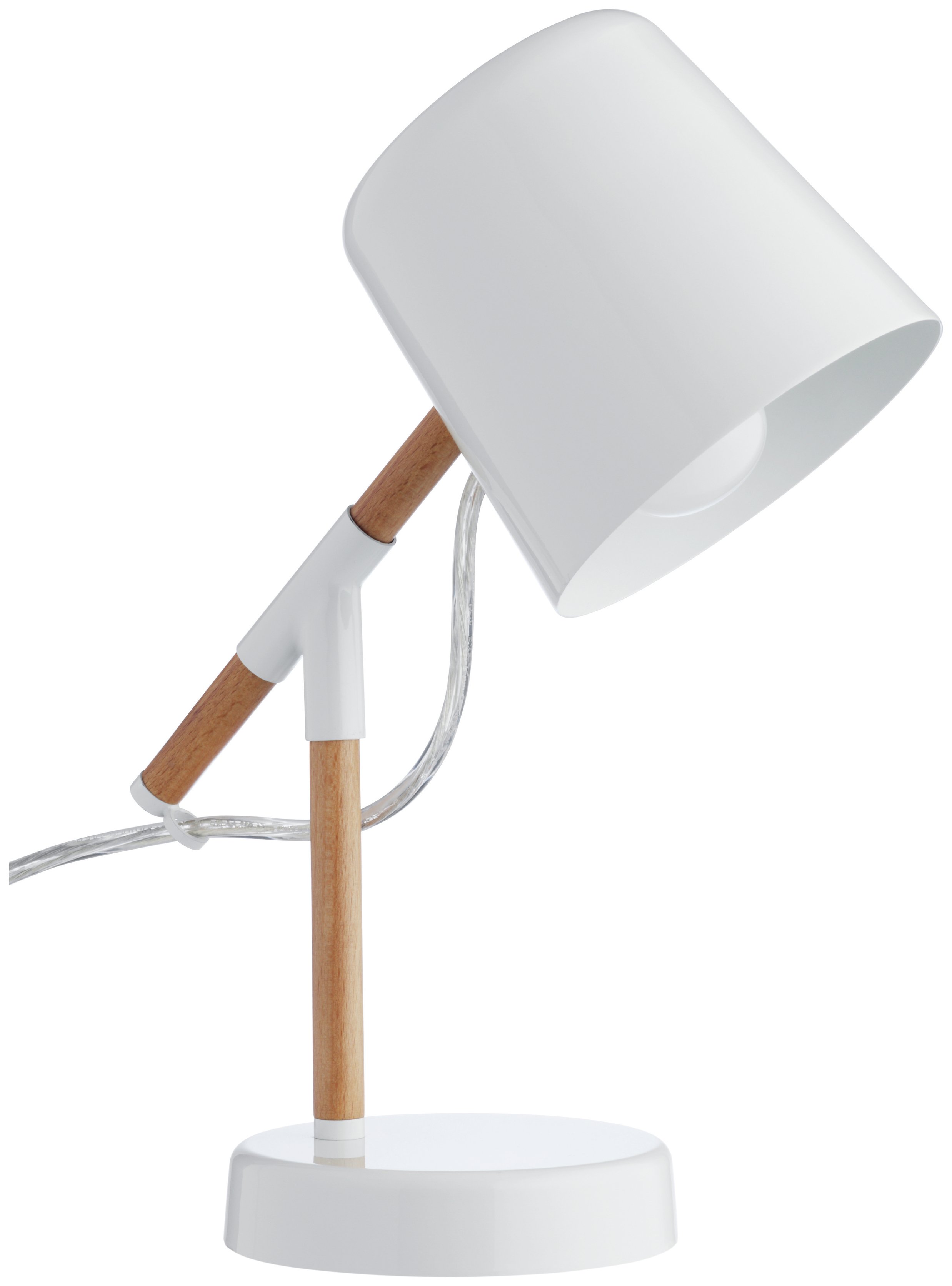 Habitat Peeta Wood and Metal Desk Lamp - White