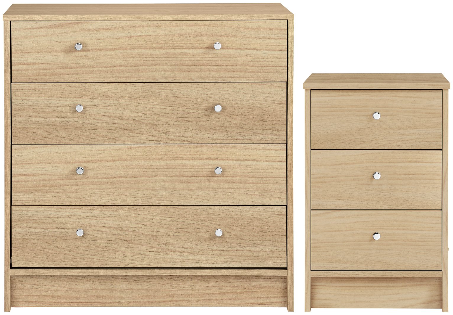 Argos Home Malibu Bedside & 4 Drawer Chest Set -Beech Effect