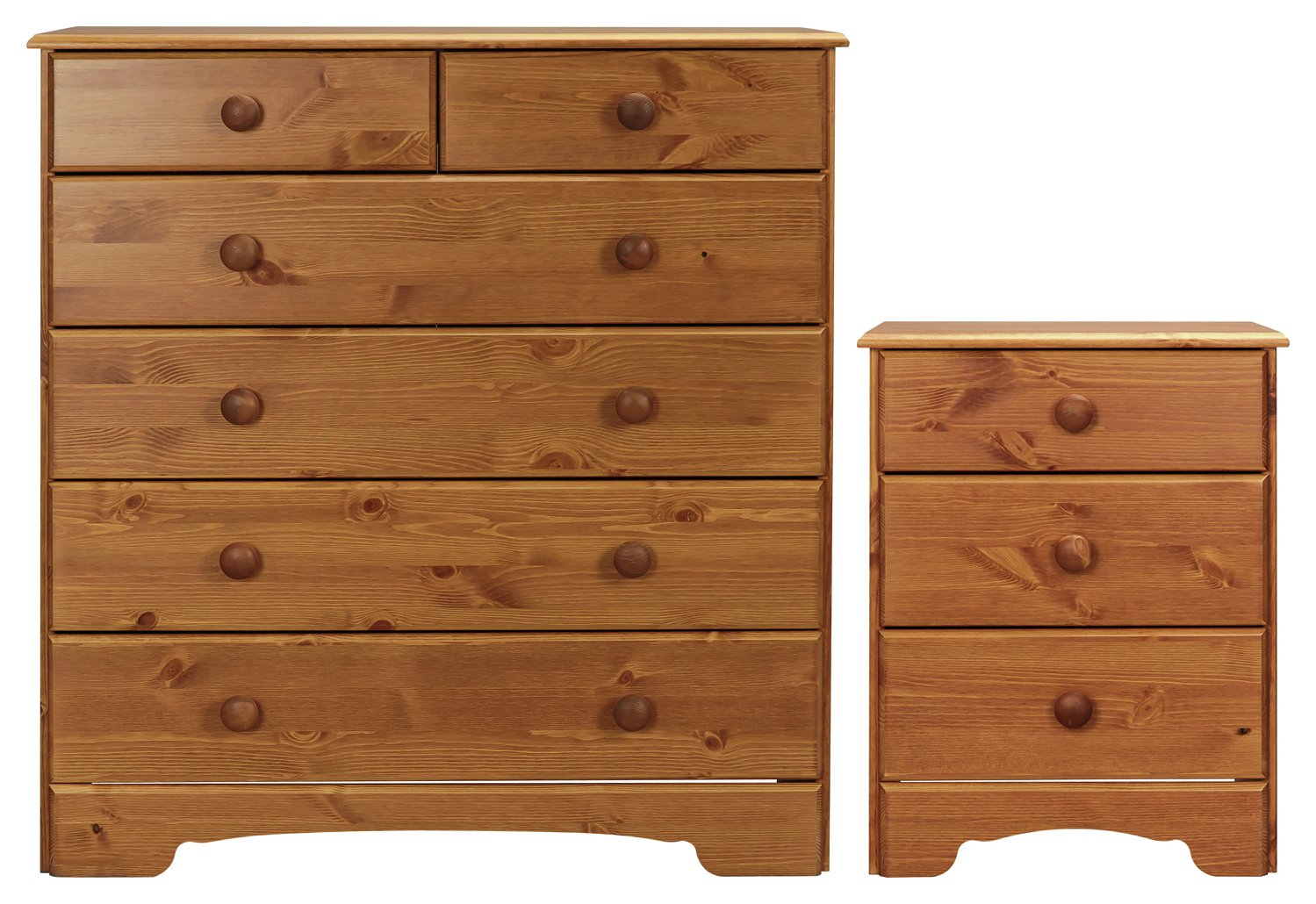 Argos Home Nordic Bedside & 4 2 Drawer Chest Set - Pine