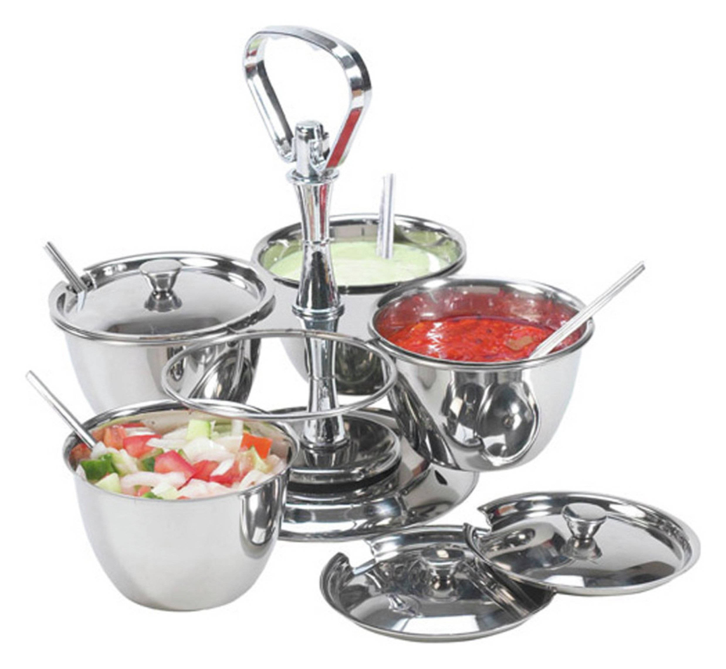 Zodiac 4 Bowl Revolving Relish Server - Stainless Steel