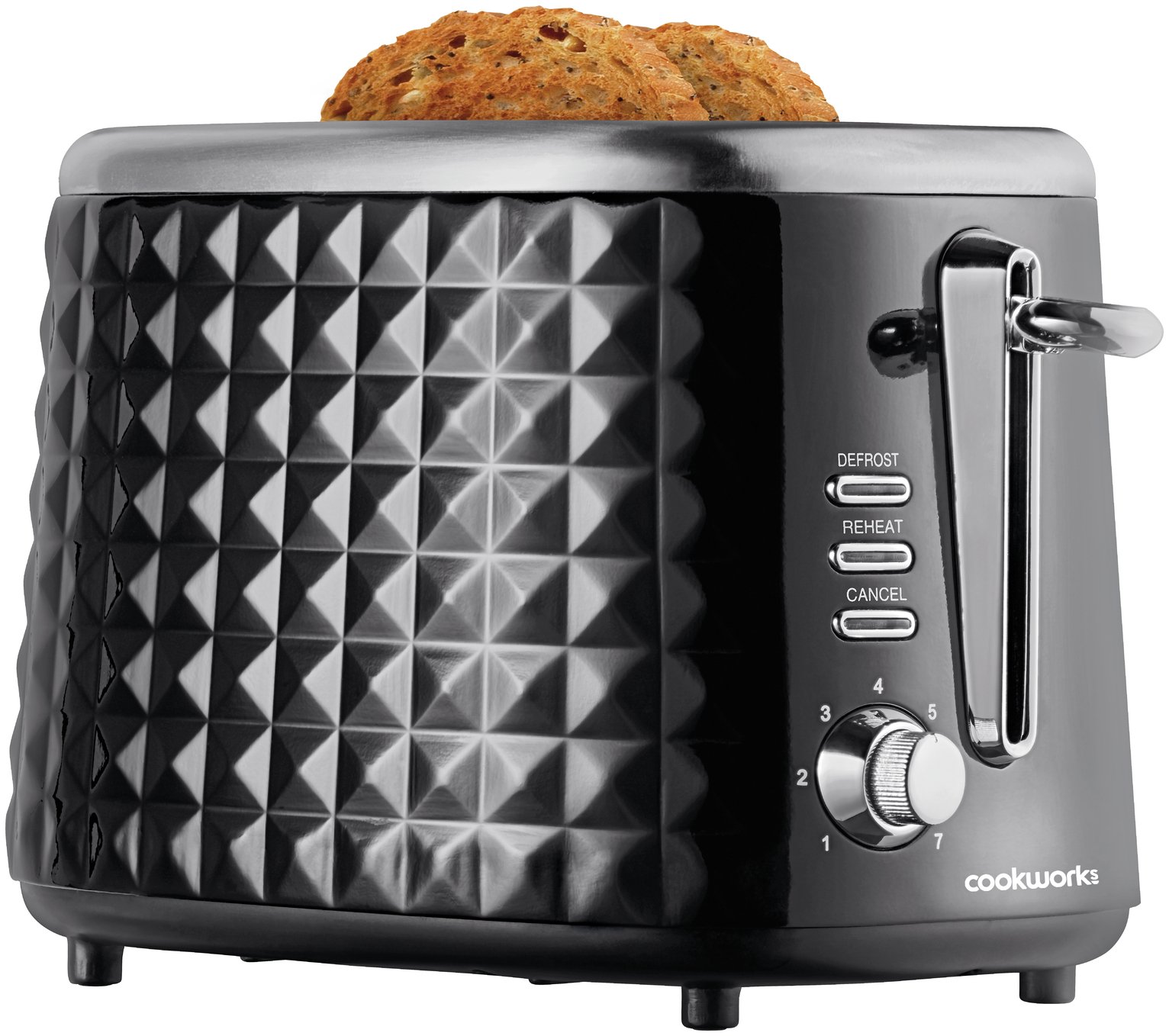 Cookworks Textured 2 Slice Toaster - Black