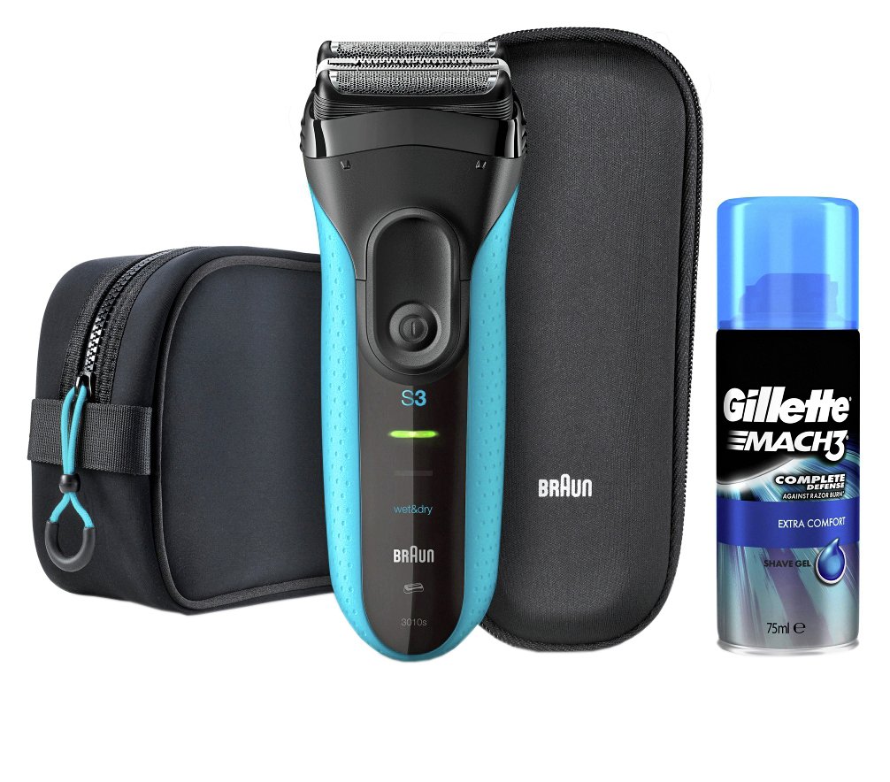 Braun Series 3 ProSkin 3010s Electric Shaver, Pouch and Gel
