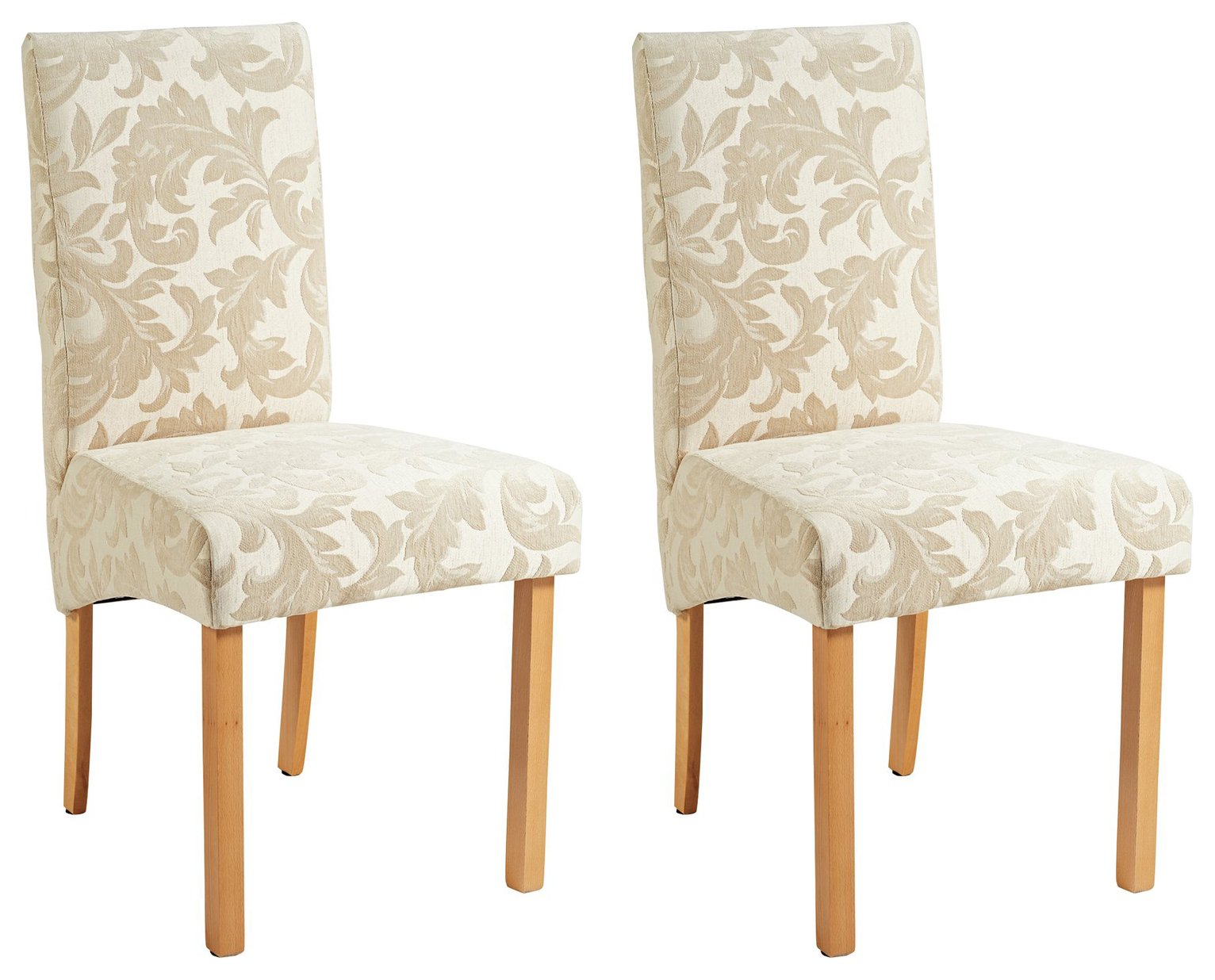 Argos Home Pair of Fabric Skirted Chairs - Cream Damask