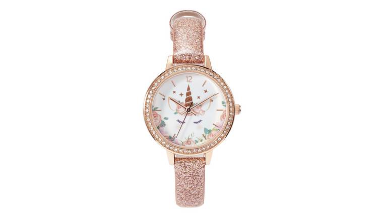 Tikkers Kid's Rose Gold Unicorn Dial Watch