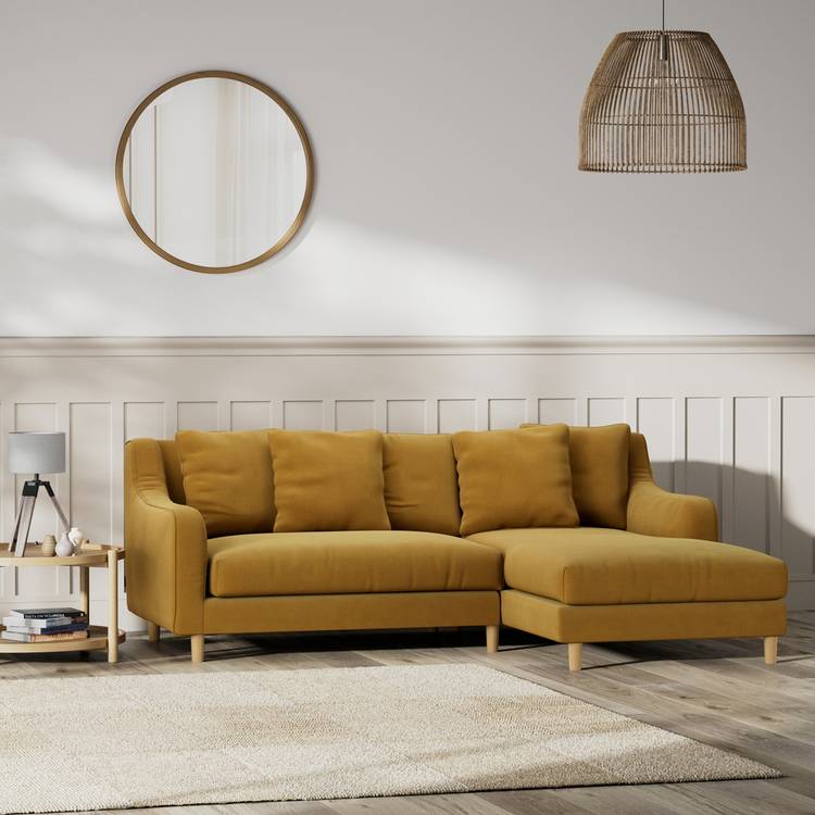 Habitat Swift Right Hand Corner Sofa - Gold - Ash Leg 0