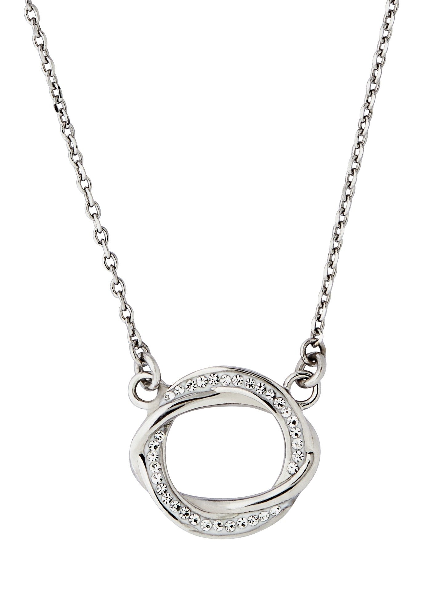 Evoke Rhodium Plated Sterling Silver Crystal Circle Necklace (7390902