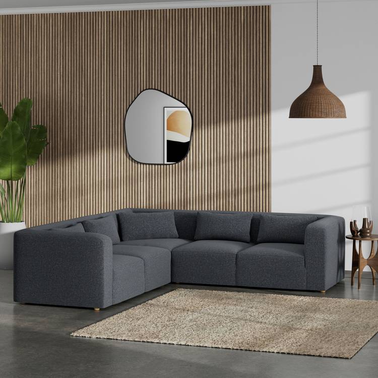 Habitat Lars Reversible Corner Sofa - Charcoal - Ash Leg 0