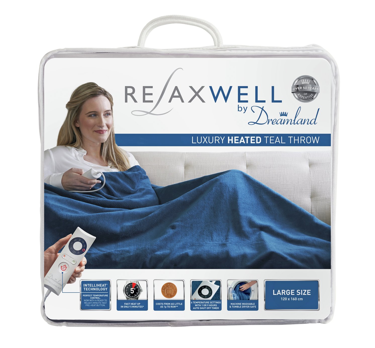 Relaxwell by Dreamland Heated Throw - Teal