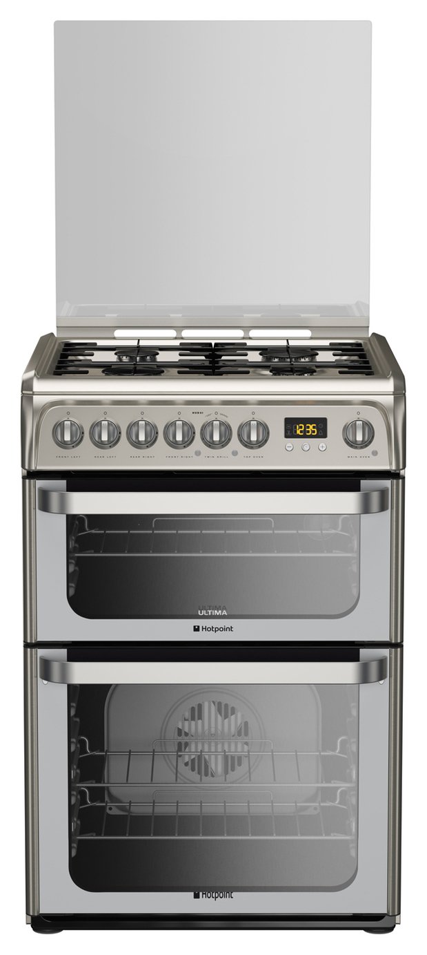 Hotpoint HUD61XS 60cm Double Oven Dual Fuel Cooker - S/Steel