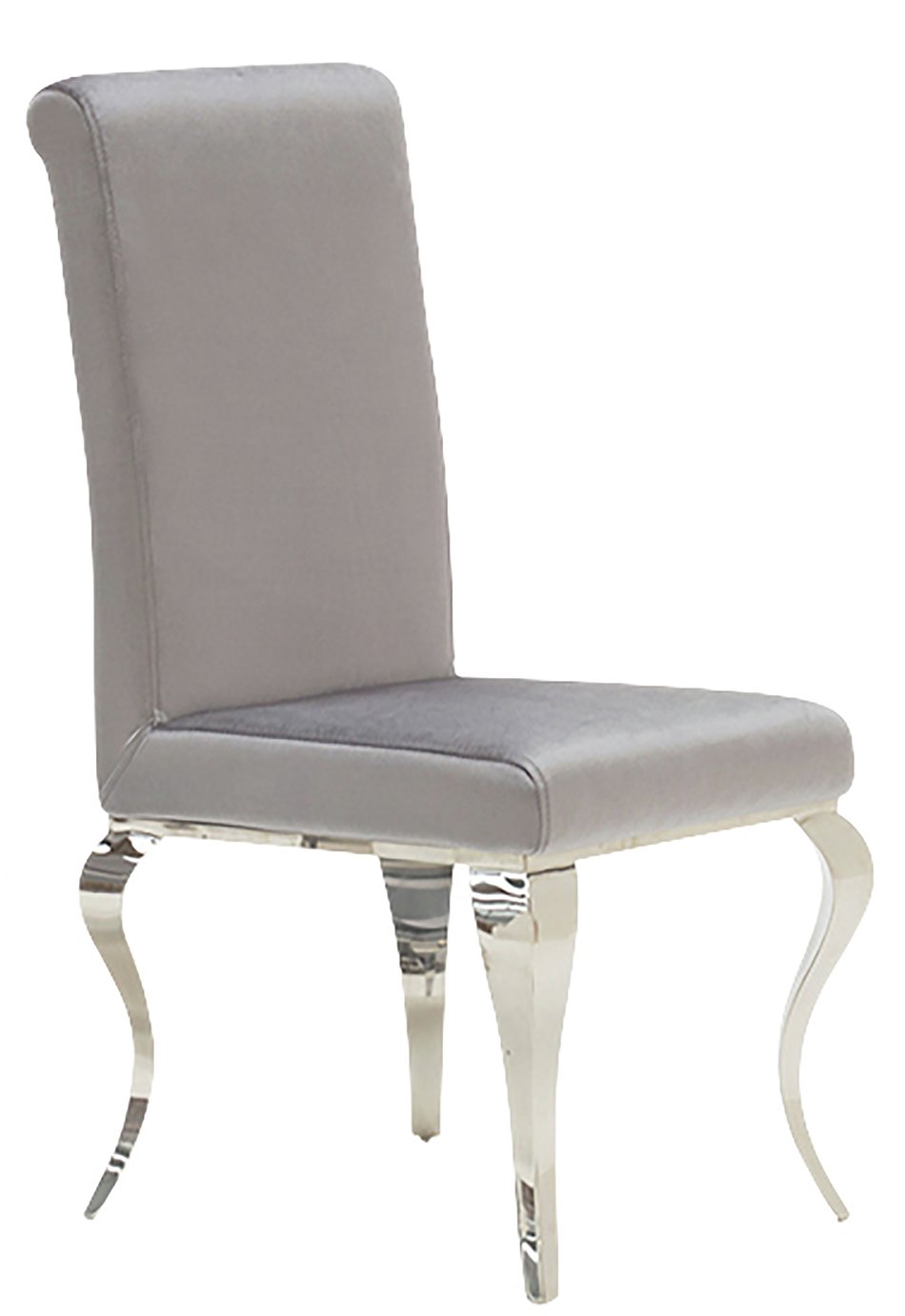 Furnoko Louis Pair of Crushed Velvet Dining Chairs - Silver