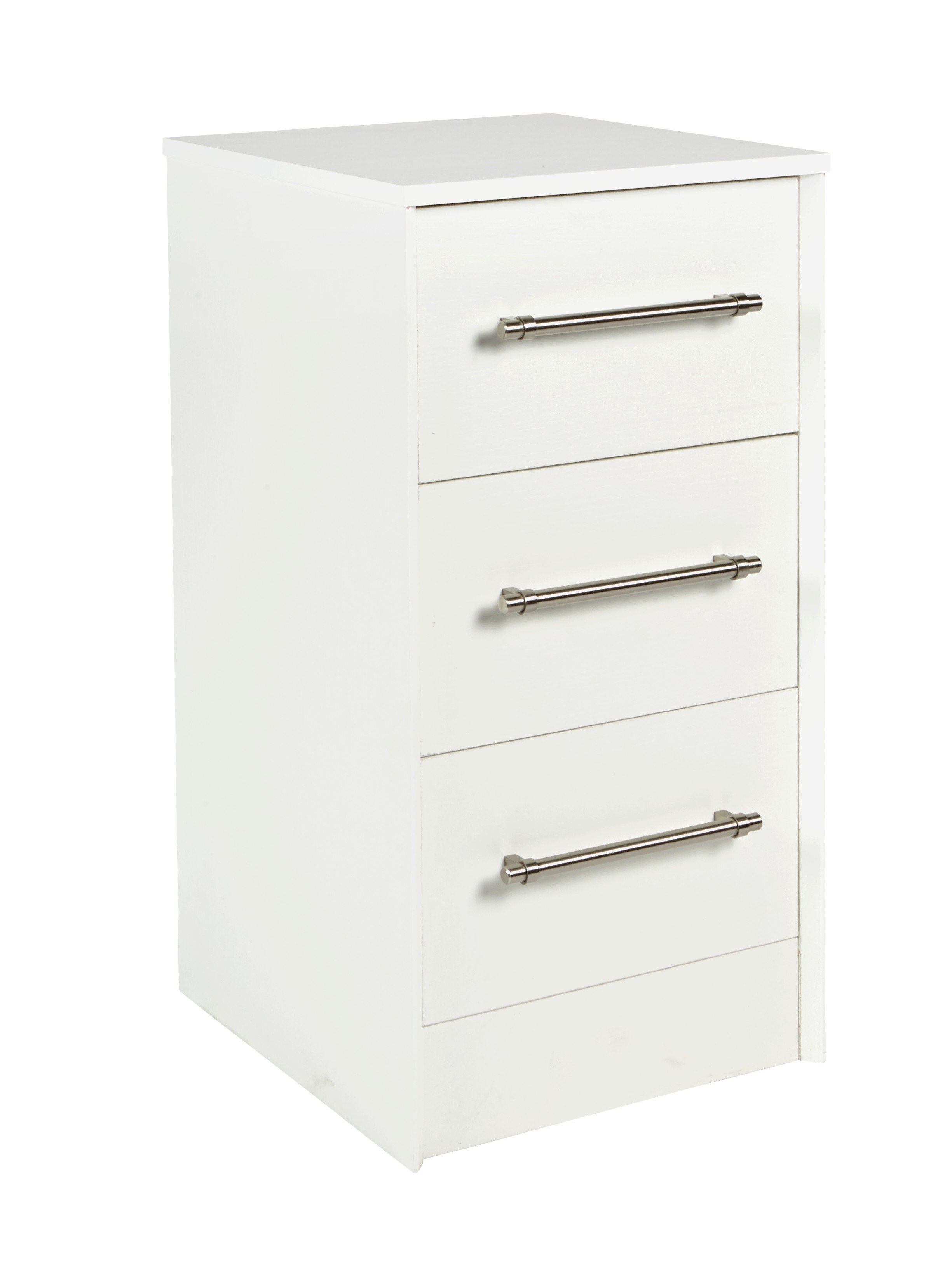 Victoria 3 Drawer Bedside Table - White