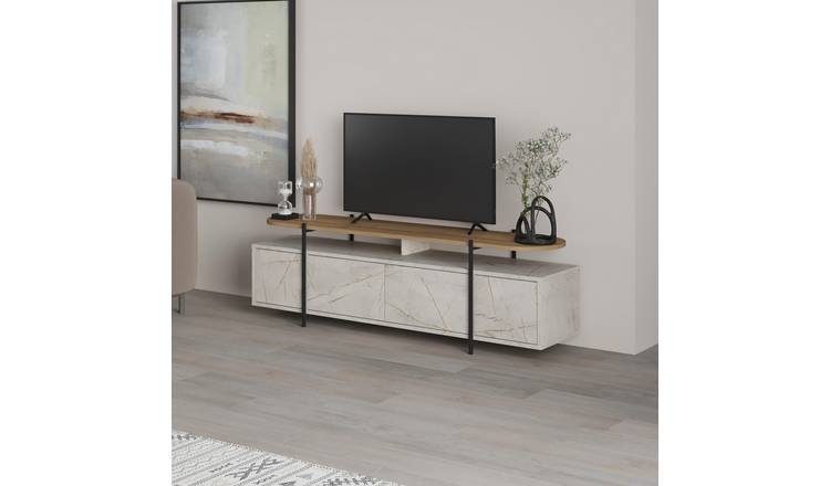 Decortie Hanley Particleboard TV Unit - Gold Marble & Dark Oak