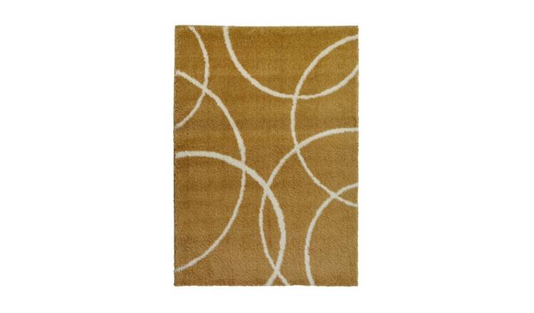 Mega Flooring Yellow Shaggy Abstract Rug - 200 x 290cm