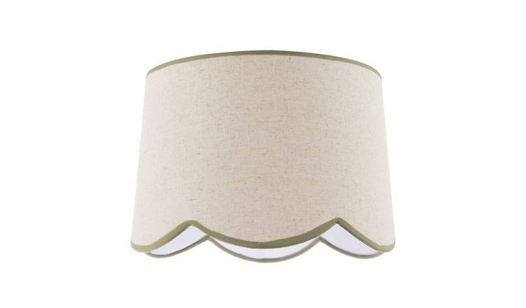 Happy Homewares Natural Oatmeal Textured Linen Scallop Lampshade - 30cm