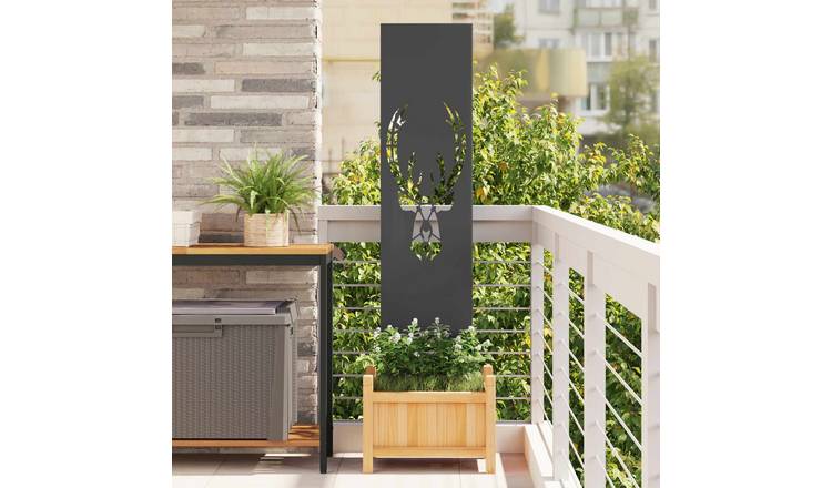 Walplus Steel Garden Antler Design Privacy Screen - Black - 32 x 1.7 x 140 cm