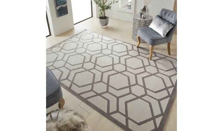 Mega Flooring Grey Modern Chequered Rug - 160 x 230cm