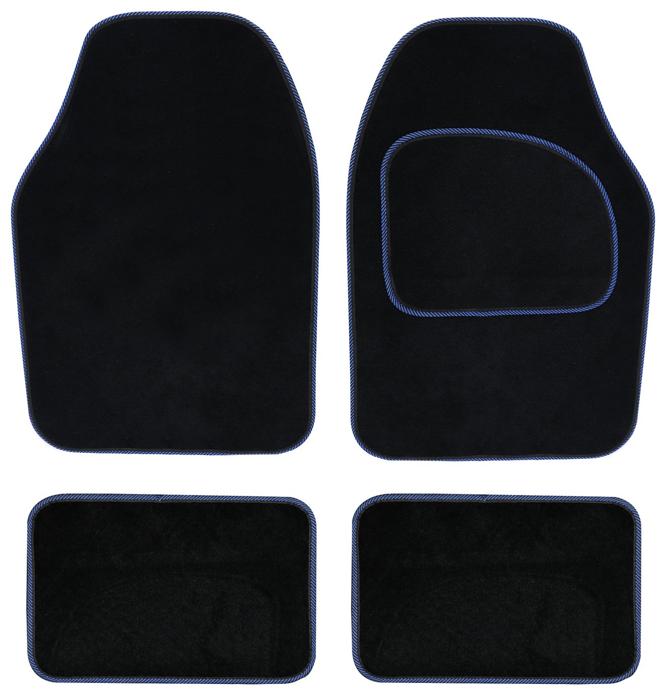 Streetwize Set of 4 Carpet Car Mats Black With Blue Trim