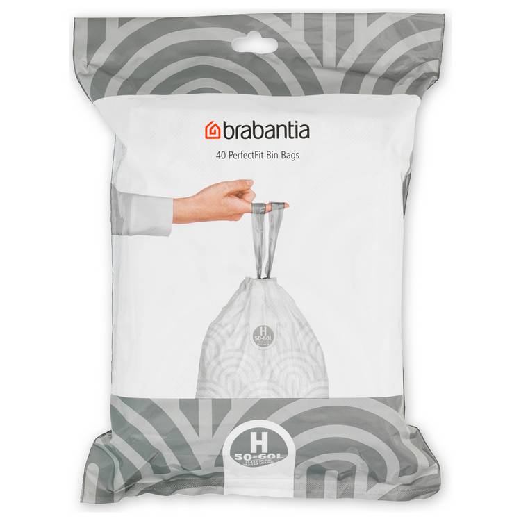 Brabantia 60L Perfect Fit Bin Liners Size H - Pack of 40 0