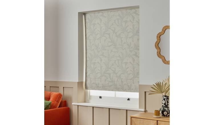 Habitat Linear Leaves Blackout Grey Roller Blind - 180cm
