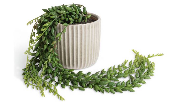 Habitat Artificial Trailing Plant in Ribbed Ceramic Pot