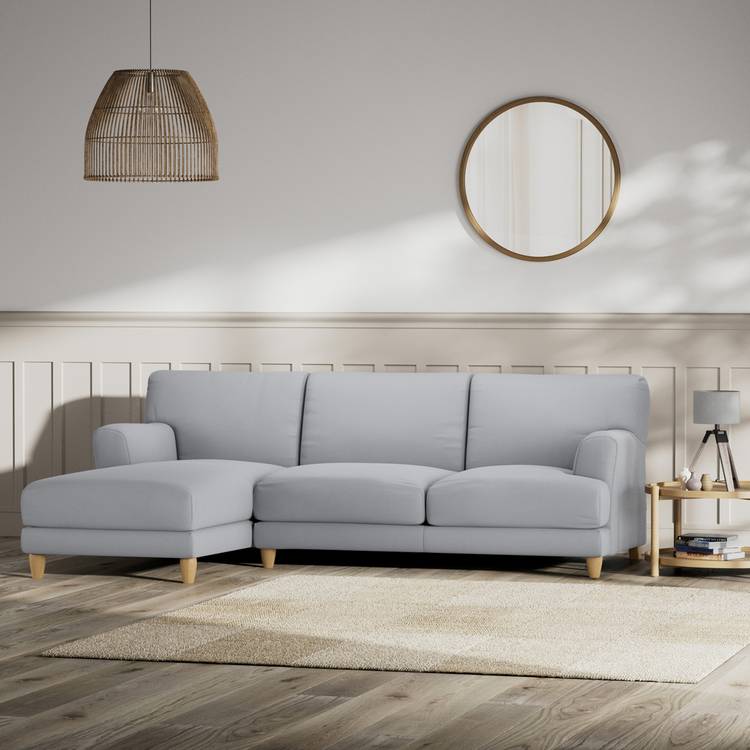 Habitat Askem Fabric Left Hand Corner Sofa- Grey - Ash Leg 0