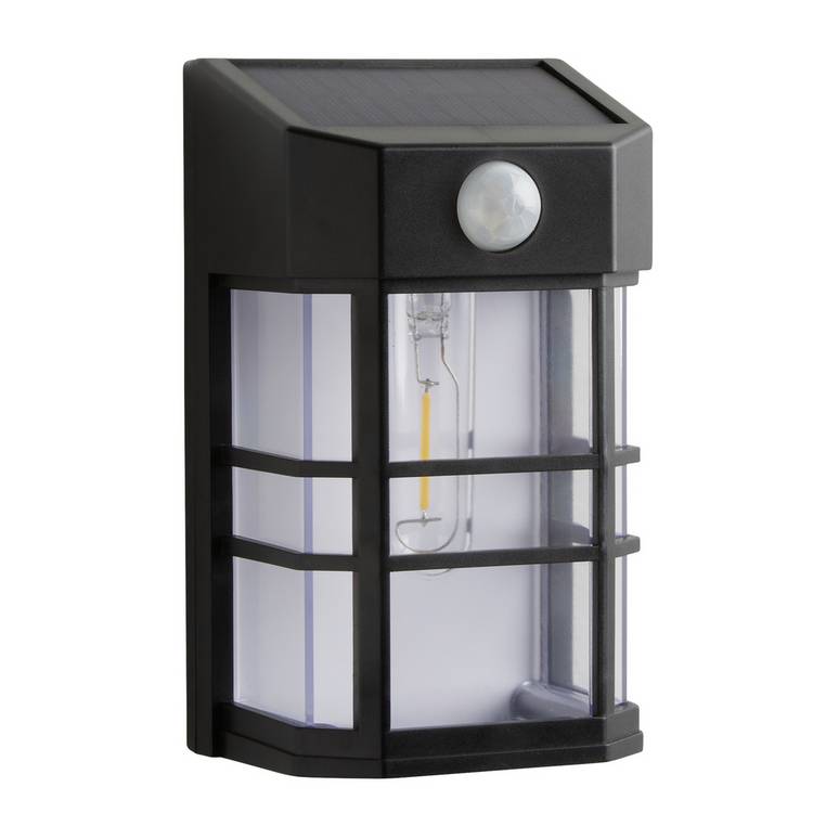 Black Plastic Solar Sensor LED Wall Light - 100lm 0