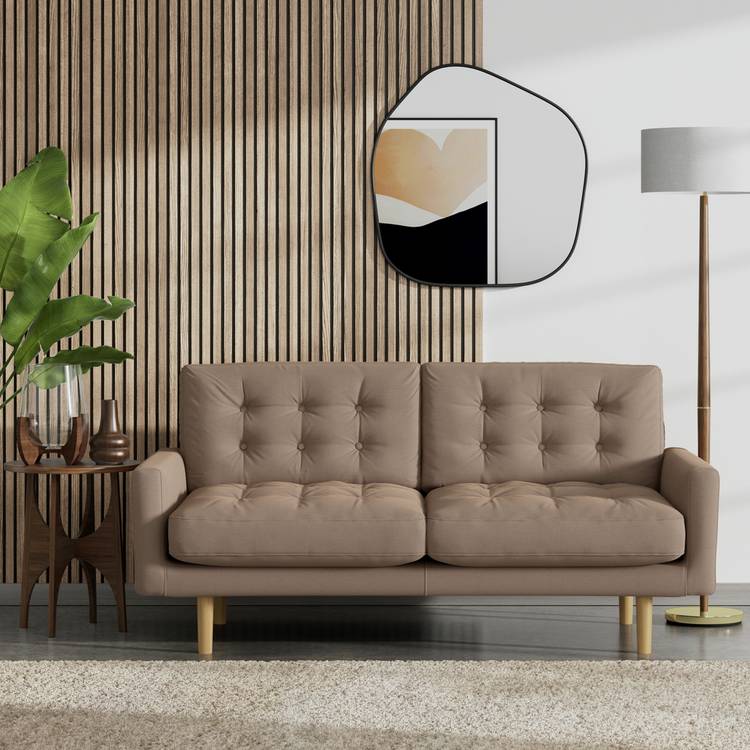 Habitat Fenner Fabric 2 Seater Sofa - Biscuit - Ash Leg 0