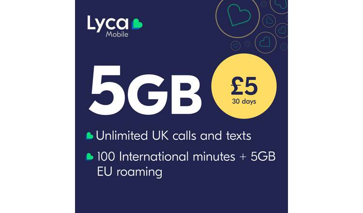 Lyca Mobile 5GB Pay As You Go SIM Card