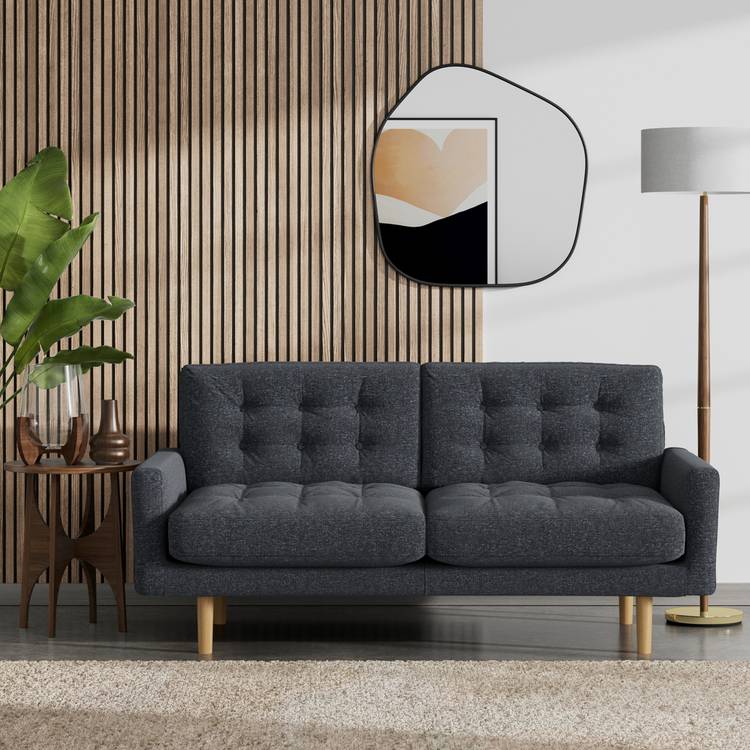 Habitat Fenner Fabric 2 Seater Sofa - Charcoal - Ash Leg 0