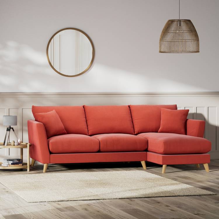 Habitat Lomond Right Hand Corner Sofa - Papaya - Ash Leg 0