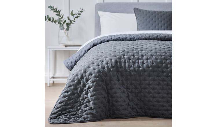 Argos Home Pinsonic Bedspread - Charcoal - 260x260cm