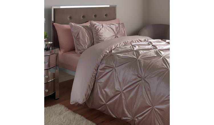 Argos Home Velvet Pintuck Blush Pink Bedding Set - Double
