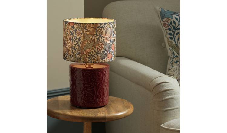 Habitat x Morris & Co. Golden Lily Ceramic Table Lamp- Berry