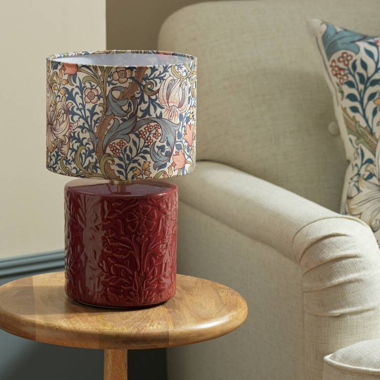 Habitat x Morris & Co. Golden Lily Ceramic Table Lamp- Berry 0