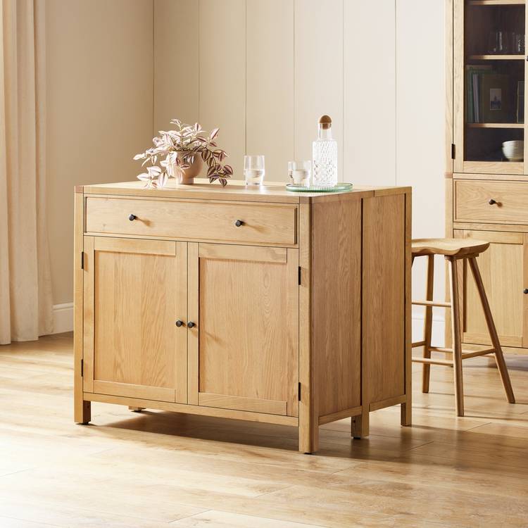 Habitat Finchley Solid Wood 2 Seater Bar Island - Oak 0