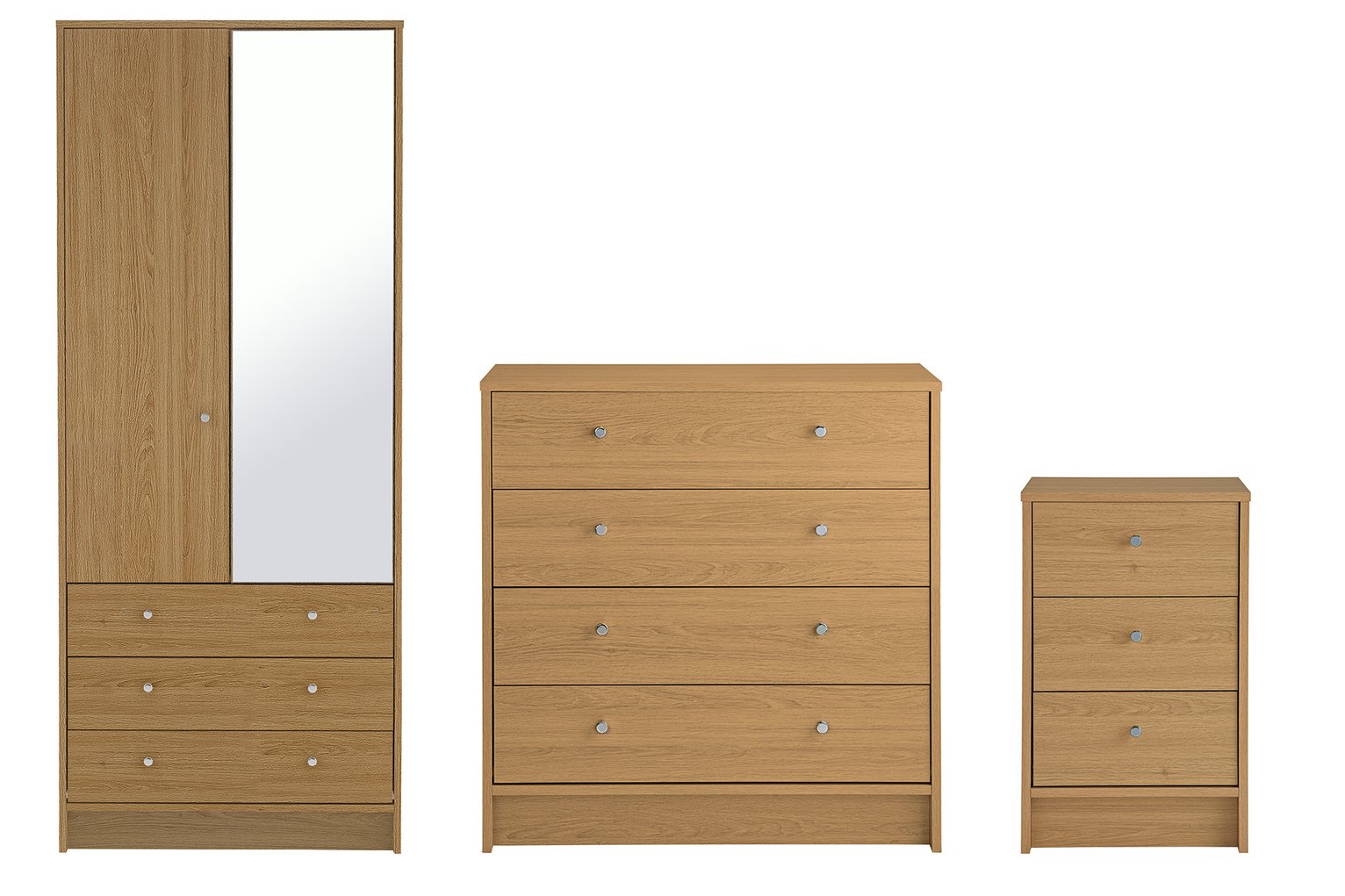 Argos Home Malibu 3 Piece 2 Door Wardrobe Set - Oak Effect