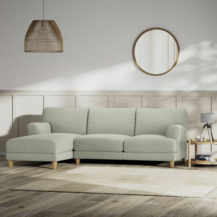 Habitat Askem Fabric Left Hand Corner Sofa - Sage Green 0