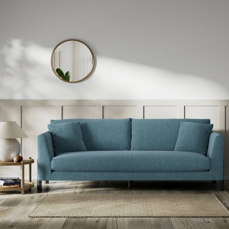 Habitat Aston Fabric 4 Seater Sofa - Blue - Black Leg 0