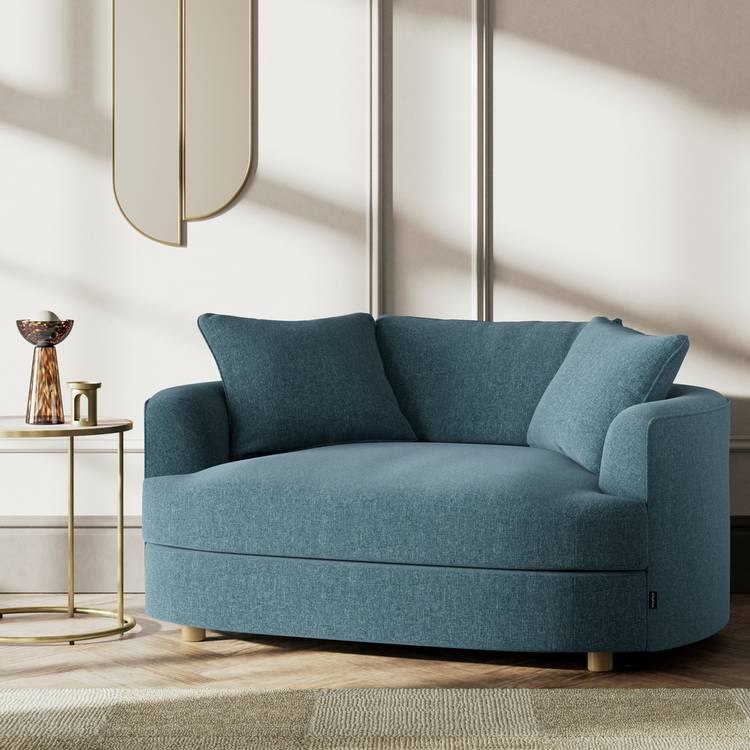 Habitat Sacha Fabric Cuddle Chair - Blue - Ash Leg 0