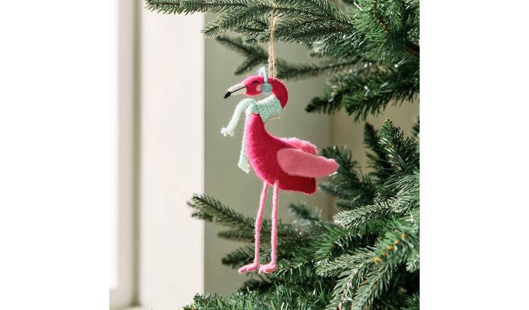 Habitat Single Breezy Flamingo Christmas Hanging Decoration