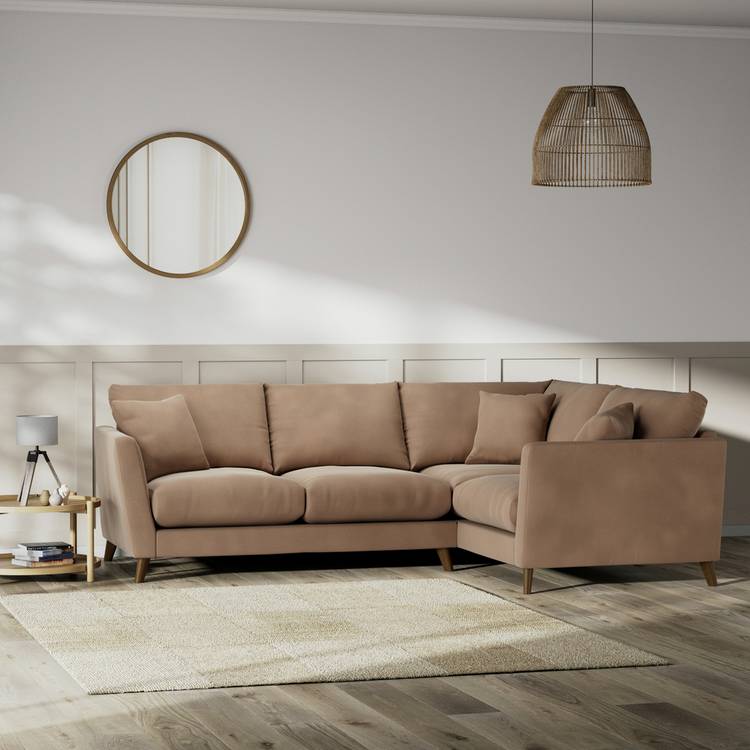 Habitat Lomond Right Hand Corner Sofa - Latte - Dark Leg 0