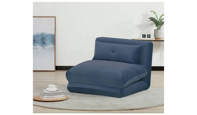 Habitat Lexi Single Velvet Chairbed - Navy