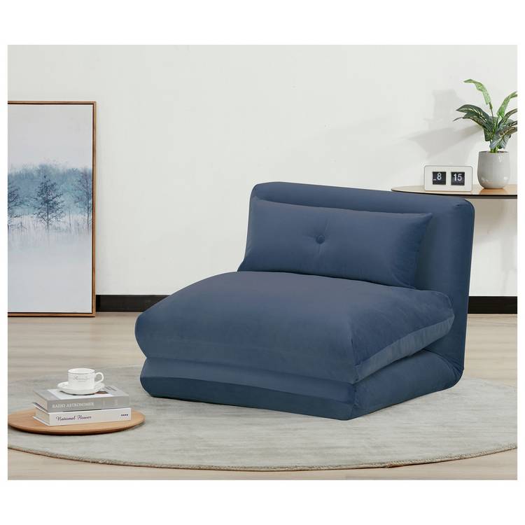Habitat Lexi Single Velvet Chairbed - Navy 0