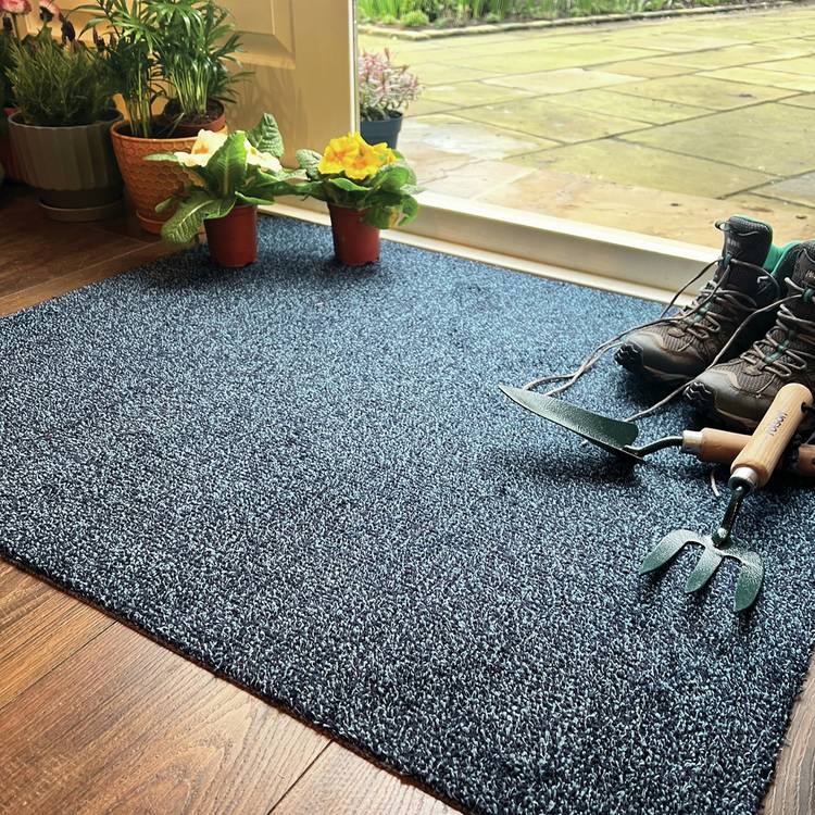 My Mats Washable Indigo Cotton Short Pile Doormat - 75x50cm 0