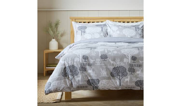 Argos Home Cotton Landscape Grey Bedding Set - Double