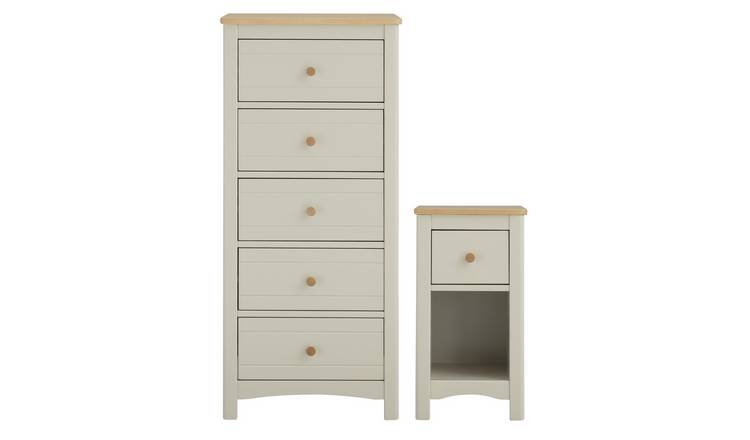 Buy Argos Home Bournemouth Bedside 5 Drw Chest Set Light Grey