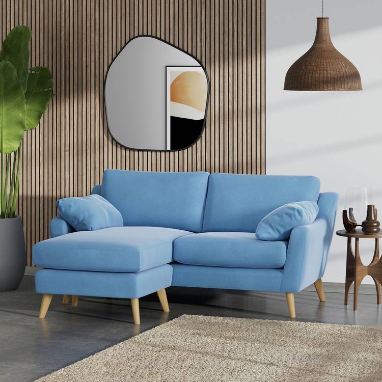 Habitat Ivor Left Hand Corner Sofa - Sky Blue - Ash Leg 0
