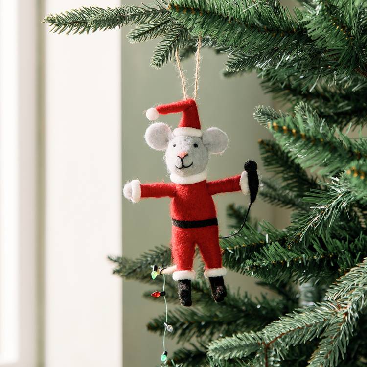 Habitat Single Mouse Santa Claus Hanging Christmas Ornament 0