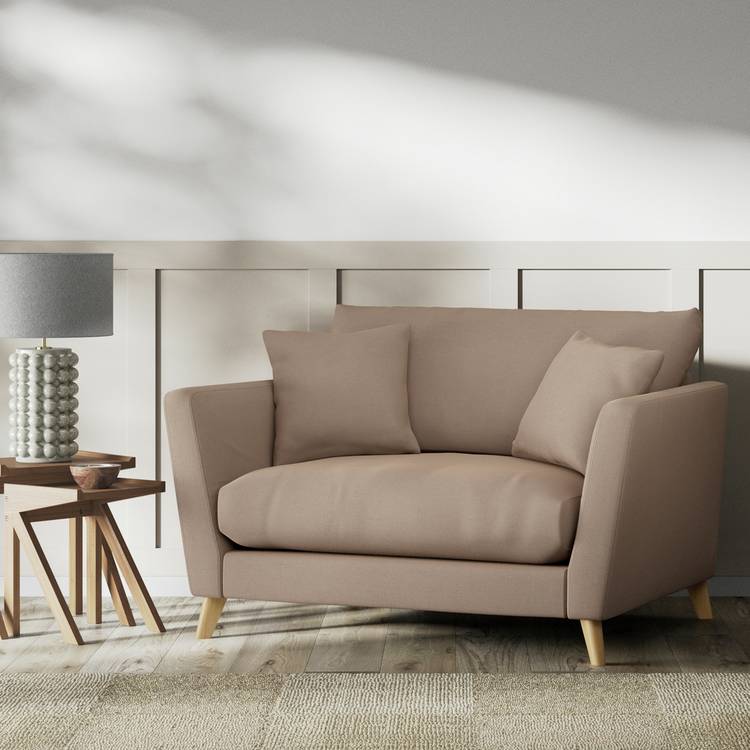 Habitat Lomond Fabric Cuddle Chair - Biscuit - Ash Leg 0