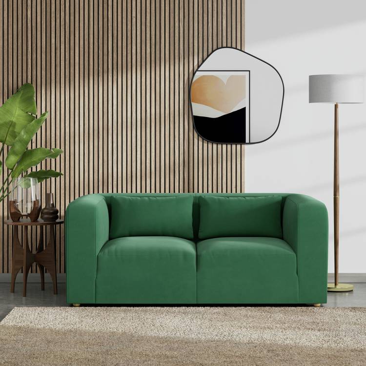Habitat Lars Fabric 2 Seater Sofa - Green - Ash Leg 0